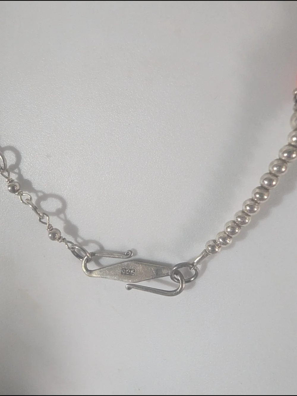 Handcrafted Coral Glass Bead Necklace with Sterling Silver Accents Women Jewelry